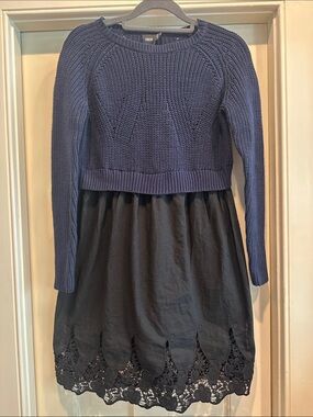 ASOS navy cropped crewneck knit sweater